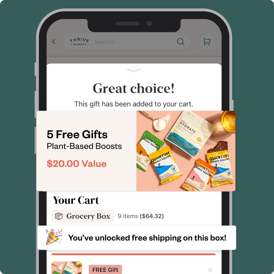 screenshot of Thrive Market website showing a user selecting from several deals